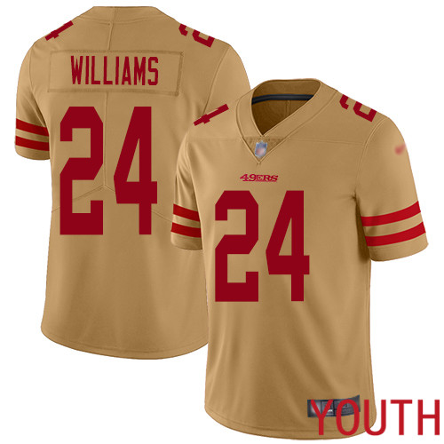 San Francisco 49ers Limited Gold Youth K Waun Williams NFL Jersey #24 Inverted Legend->san francisco 49ers->NFL Jersey